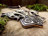 Großer Anhänger Thors Hammer mit Drachen