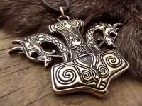 Großer Anhänger Thors Hammer mit Drachen